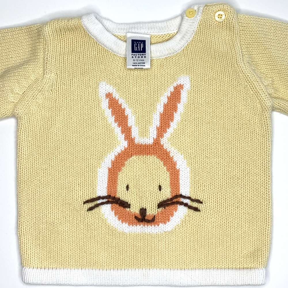 GAP Bunny Sweater Yellow 6-12 months Knit